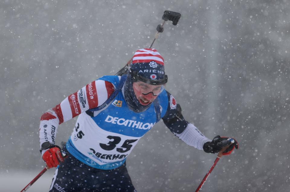 USA's Jake Brown competes during the Sprint Men at the IBU World Cup Biathlon Oberhof Jan. 07, 2022 in Oberhof, Germany.  (Photo by Maja Hitij/Getty Images)