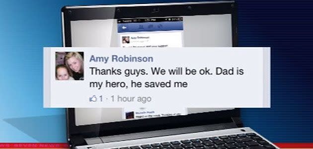 The victim's daughter shares her thoughts on Facebook after the alleged stabbing. Photo: 7News