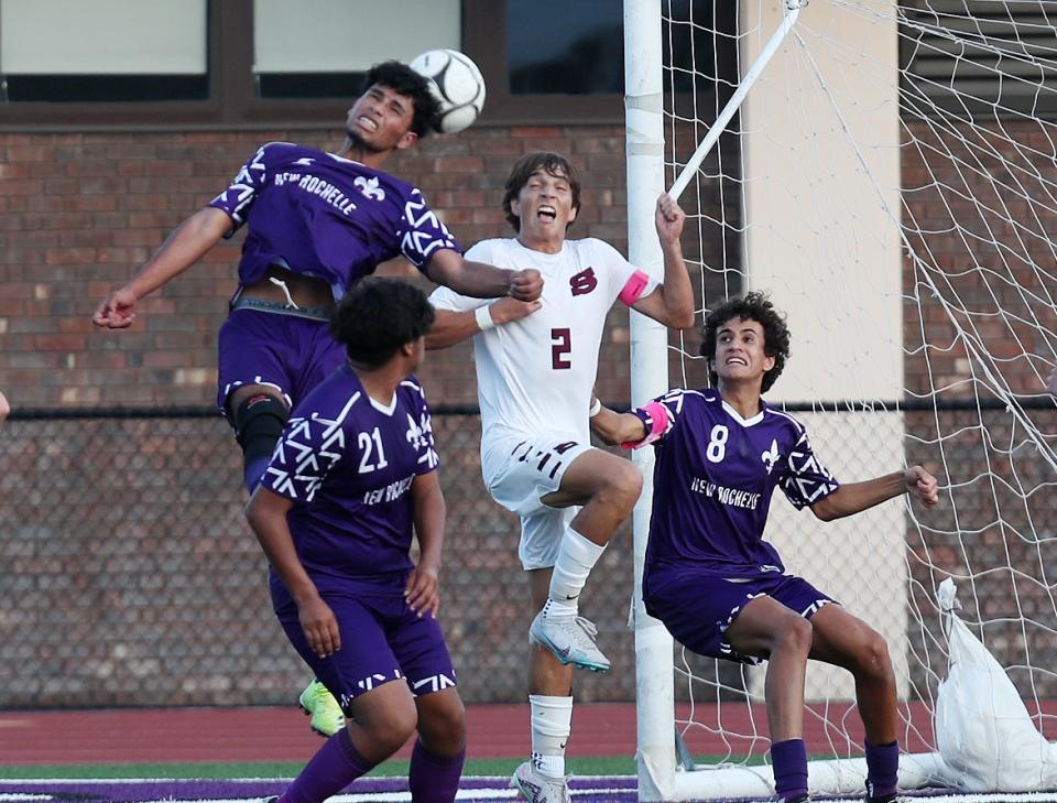 Scarsdale defeated New Rochelle 2-1 in boys soccer action at New Rochelle High School Sept. 21, 2023.