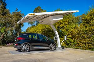 The Beam EV ARC solar-powered EV charging system is the fastest deploy EV charging solution on the market.