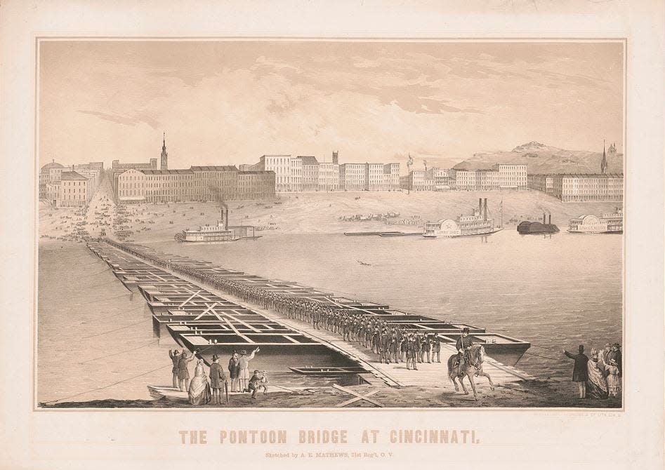 Gen. Lew Wallace ordered a pontoon bridge across the Ohio River to Northern Kentucky to help defend against the siege of Cincinnati in September 1862.