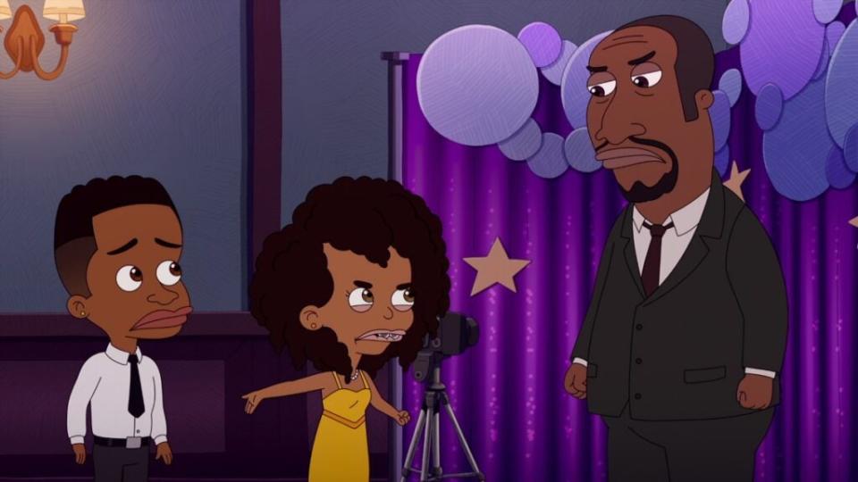 Big Mouth (L to R) Brian Tyree Henry as Elijah, Ayo Edebiri as Missy and Jordan Peele as Cyrus in Big Mouth. Cr. COURTESY OF NETFLIX © 2022