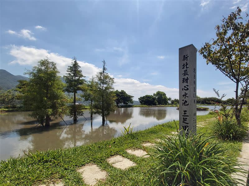 三芝田心子的湖光山影吸引許多人拍照打卡。（圖／新北市政府綠美化環境景觀處提供）