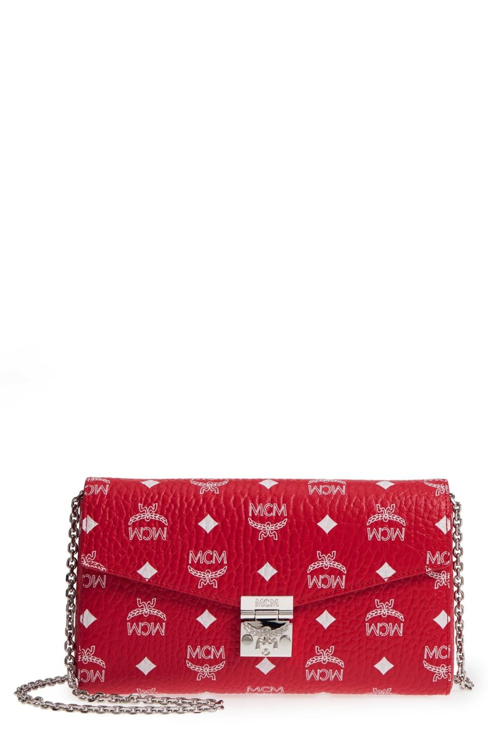 MCM Visetos Canvas Wallet on a Chain, $495 $329; at Nordstrom