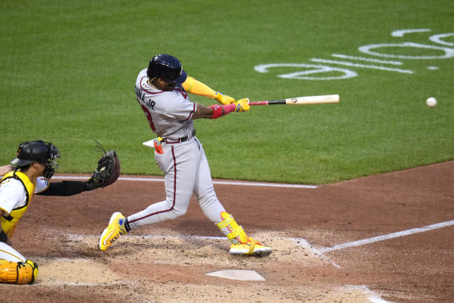 File:Ronald Acuna Jr. stretches for ball from Nationals vs. Braves