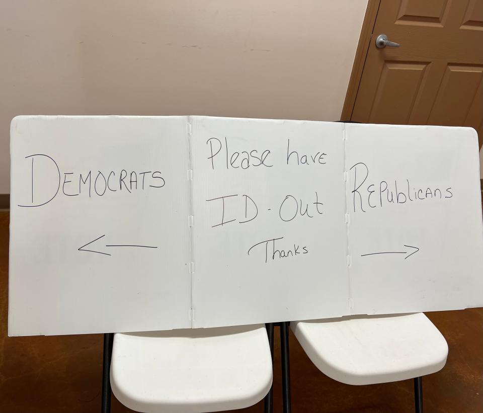 Separate voting sides for Republican and Democratic voters.