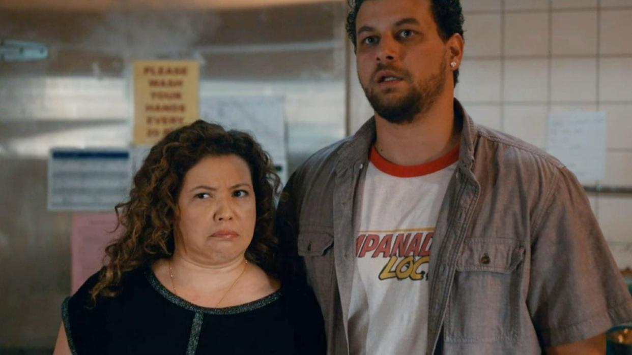  Justina Machado and Alejandro Hernandez in The Horror of Dolores Roach. 