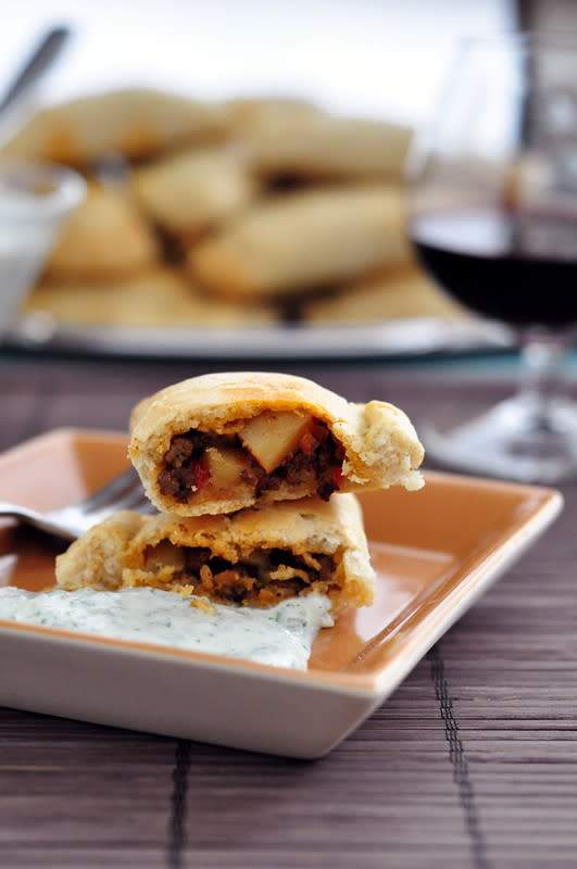 <p>The Candid Appetite</p><p>These empanadas are filled with garlic, ground beef, potatoes, olives and veggies.</p><p><strong>Get the recipe:</strong> <a href="https://www.thecandidappetite.com/beef-and-potato-empanadas/" rel="nofollow noopener" target="_blank" data-ylk="slk:Beef and Potato Empanadas;elm:context_link;itc:0;sec:content-canvas" class="link rapid-noclick-resp">Beef and Potato Empanadas</a></p><p><strong>Related:</strong> <a href="https://parade.com/232985/vianneyrodriguez/9-easy-latin-recipes-to-transform-your-thanksgiving-leftovers/" rel="nofollow noopener" target="_blank" data-ylk="slk:9 Easy Latin Recipes to Transform Your Thanksgiving Leftovers;elm:context_link;itc:0;sec:content-canvas" class="link rapid-noclick-resp"><strong>9 Easy Latin Recipes to Transform Your Thanksgiving Leftovers</strong></a></p>