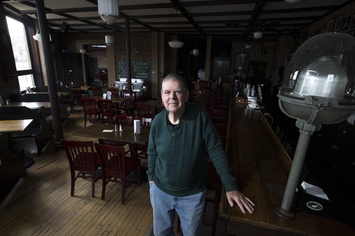 Michael Leifheit, co-owner of the Irish Rose Saloon, is pictured March, 27, 2020, at the Irish Rose Saloon in Rockford, Illinois.