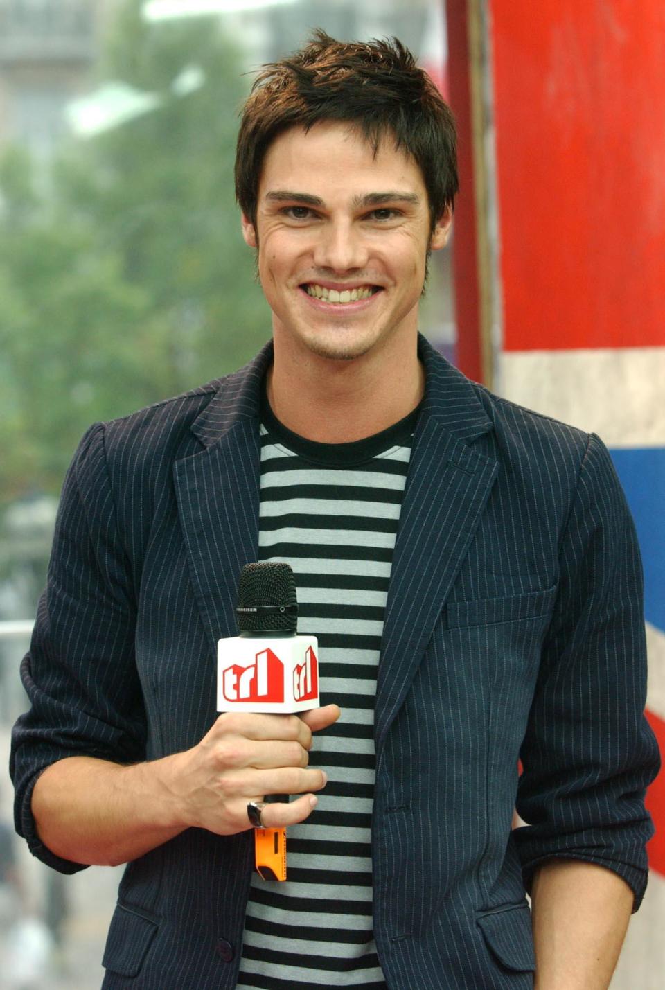 Australian actor Jay Bunyan (who plays Jack Scully on Neighbours) during his guest appearance on MTV's TRL - Total Request Live - show, at the new studios in Leicester Square, central London.   (Photo by Anthony Harvey - PA Images/PA Images via Getty Images)