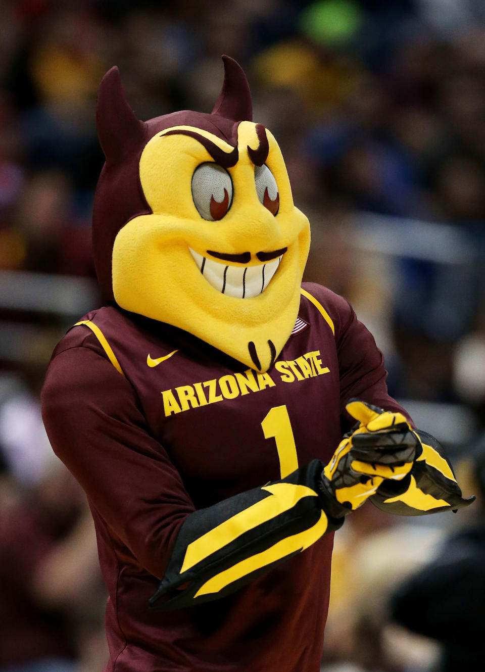 MILWAUKEE, WI - MARCH 20:  Arizona State Sun Devils mascot Sparky looks on in the second half against the Texas Longhorns during the second round of the 2014 NCAA Men's Basketball Tournament at BMO Harris Bradley Center on March 20, 2014 in Milwaukee, Wisconsin.  (Photo by Jonathan Daniel/Getty Images)