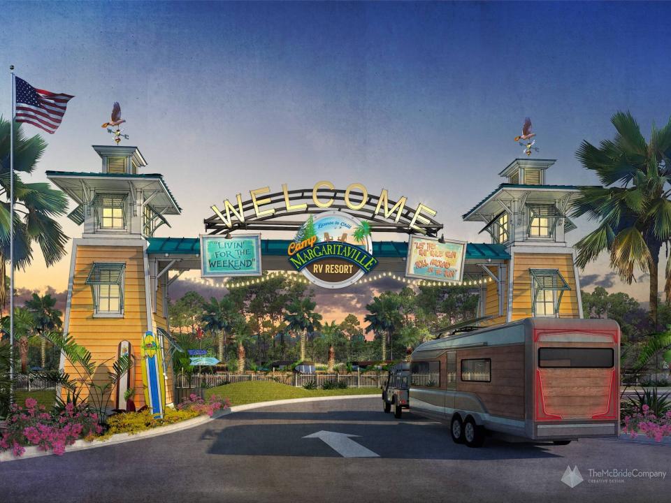 sketch of the entrance into a Camp Margaritaville