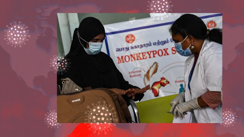 <div class="inline-image__caption"><p>Health workers screen passengers arriving from abroad for Monkeypox symptoms at Anna International Airport terminal in Chennai on June 03, 2022.</p></div> <div class="inline-image__credit"> Arun Sankar/AFP via Getty Images</div>