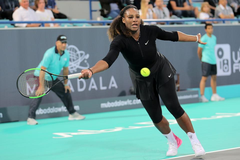 Serena Williams made her return to the tennis court in late December, less than four months after giving birth. (Getty)