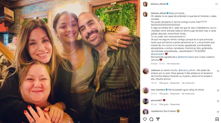 El mensaje de Leire Martínez al conocer la noticia de la muerte de Castro (Foto: Captura Instagram/@leiremo_oficial)