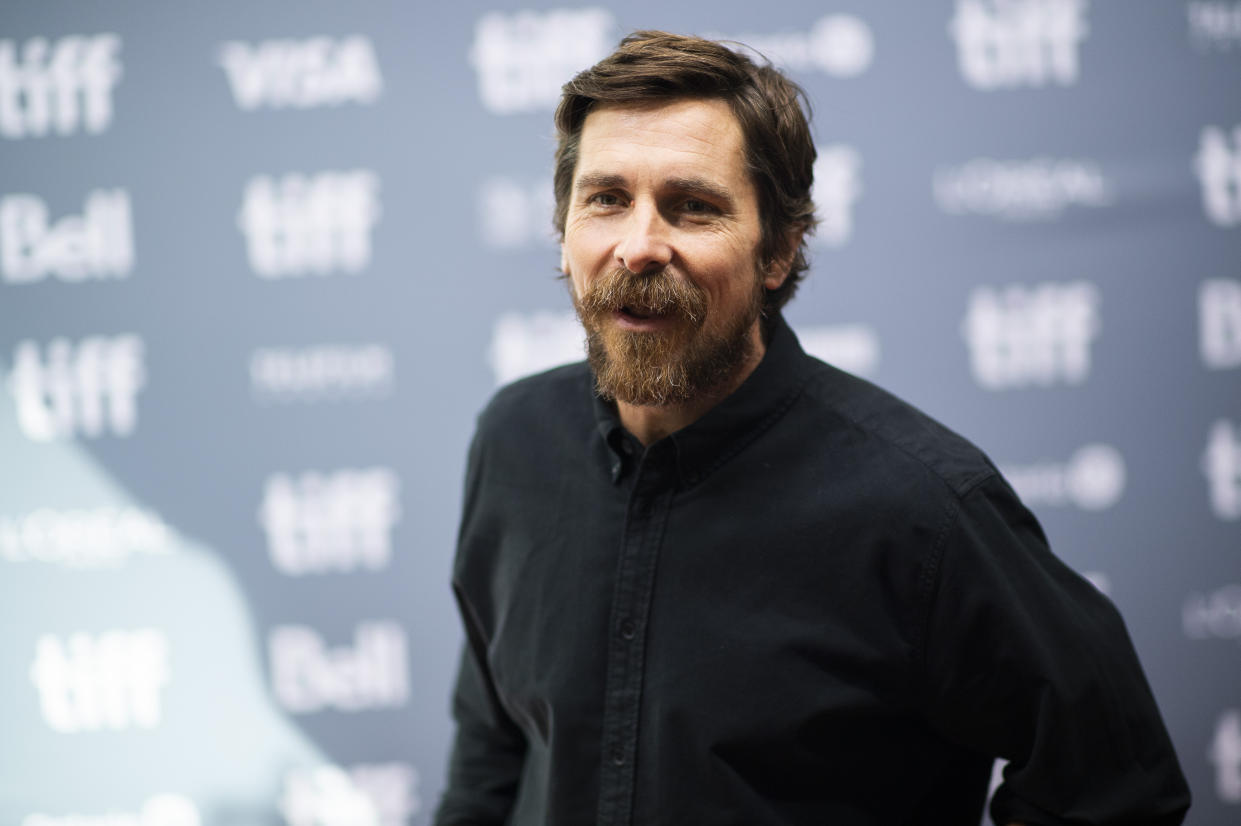 Actor Christian Bale attends a press conference for "Ford v Ferrari" on day six of the Toronto International Film Festival at the TIFF Bell Lightbox on Tuesday, Sept. 10, 2019, in Toronto. (Photo by Arthur Mola/Invision/AP)