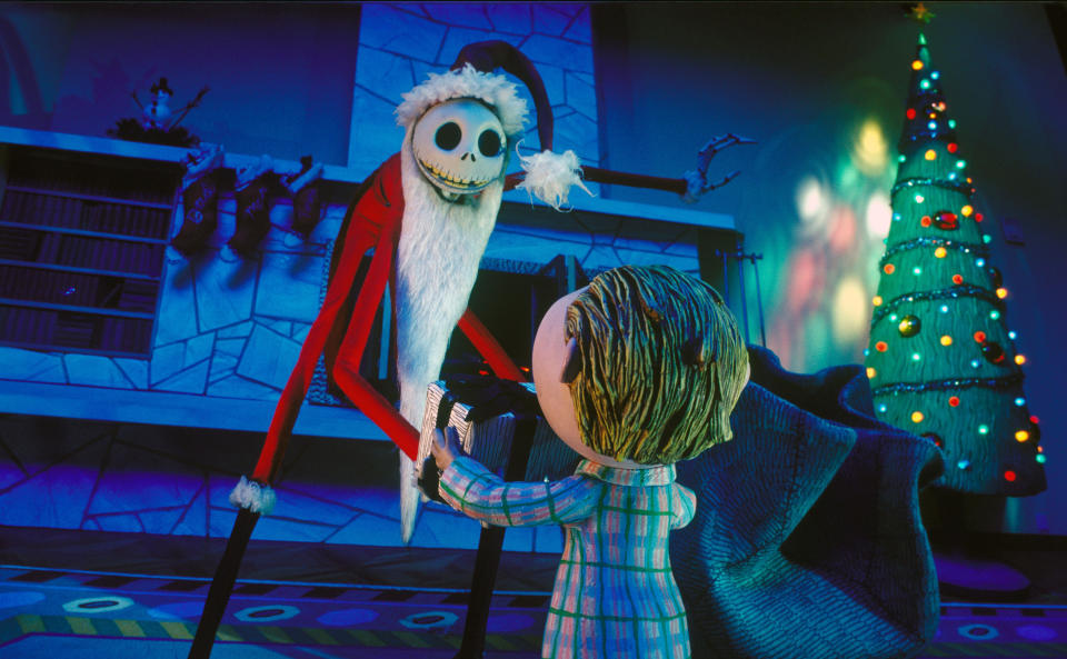 On the set of The Nightmare Before Christmas, a stop motion musical fantasy film written and produced by Tim Burton and directed by Henry Selick. (Photo by Touchstone Pictures/Sunset Boulevard/Corbis via Getty Images)