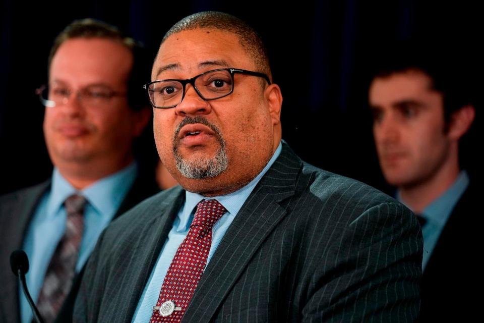 PHOTO: Manhattan District Attorney Alvin Bragg speaks to the media after a jury found former President Donald Trump guilty on 34 felony counts of falsifying business records, May 30, 2024, in New York City. (Seth Wenig/AP)