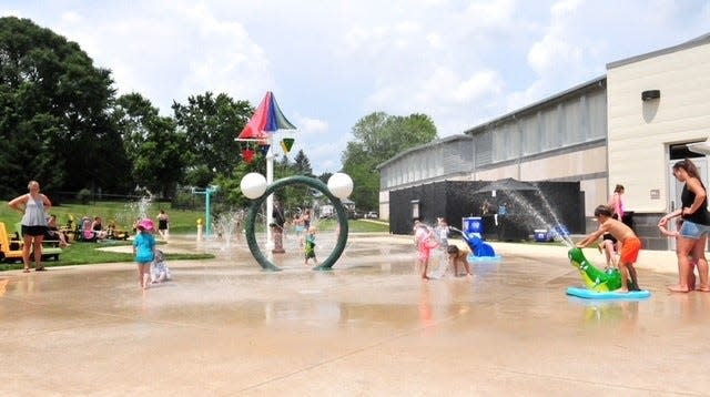 The 6,000-square-foot RJ's Spray Park opened last year at the Ray & Joan Kroc Corps Community Center in Ashland. Admission is free 11 a.m.-2 p.m. Monday-Friday. (TIMES-GAZETTE FILE PHOTO)