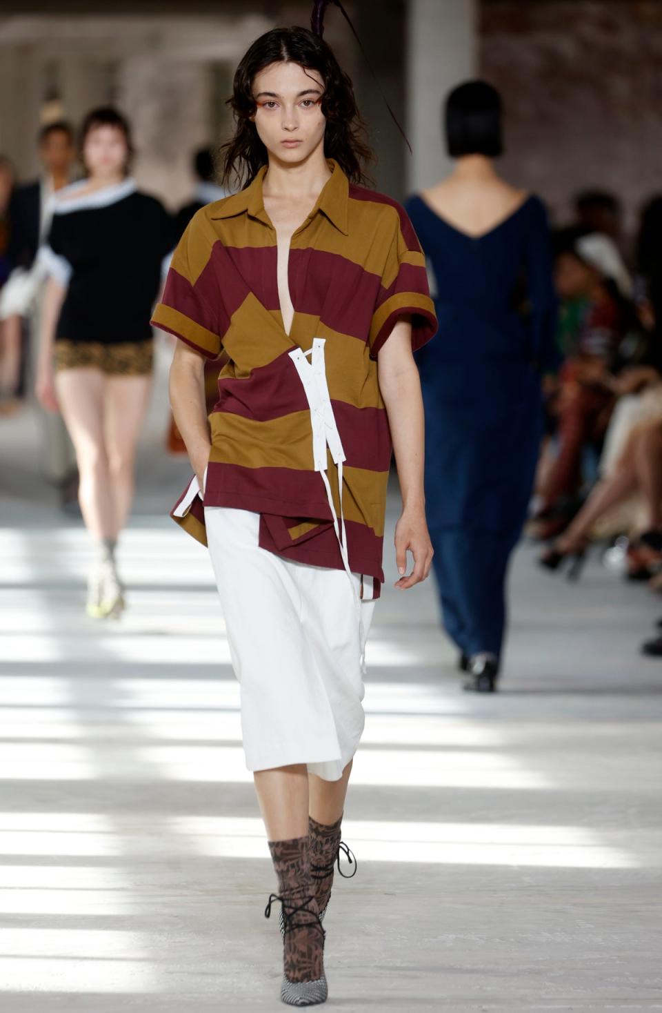 Dries Van Noten’s fashion-forward rugby shirt for spring summer 2024 (Getty Images)