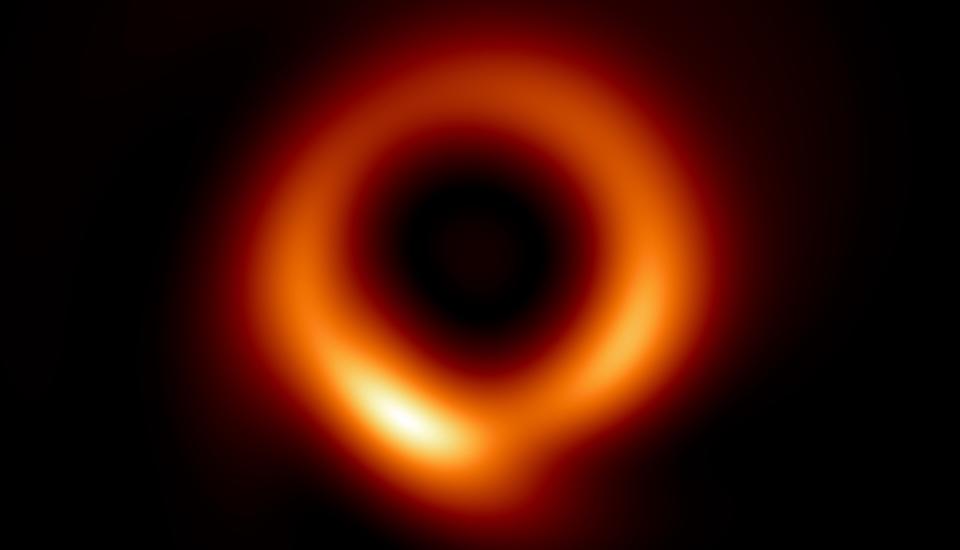 A sharpened up image of the black hole M87*, captured at the fullest resolution of the Event Horizon Telescope.