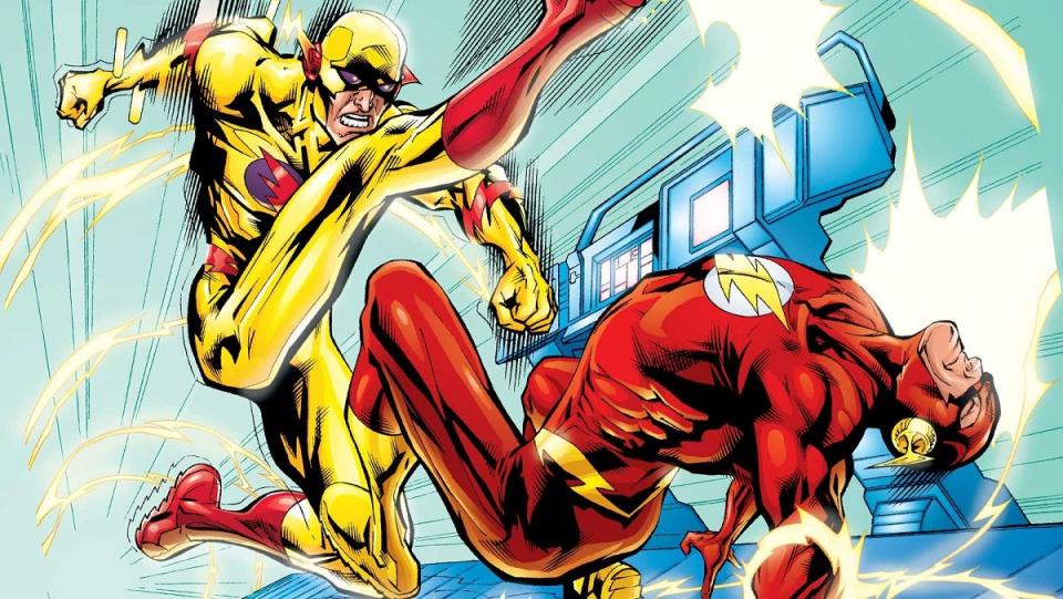 Zoom, arguably Flash Wally West's biggest enemy, fighting his rival. 