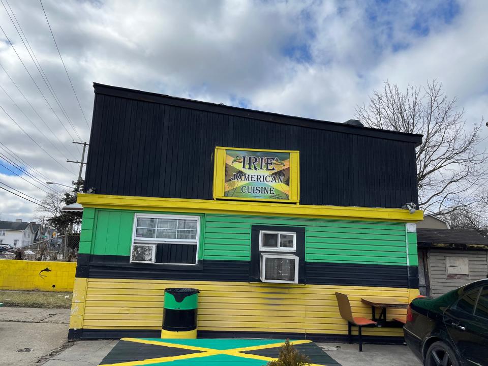 Irie Jamerican Cuisine is painted the colors of the Jamaican flag on Sullivant Avenue.
