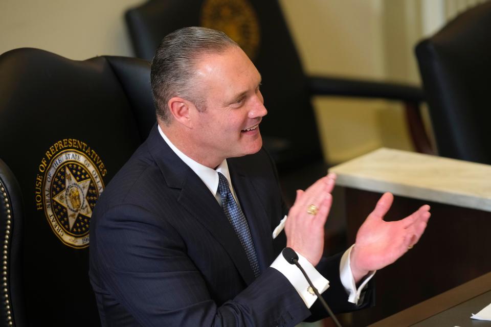 House Speaker Charles McCall is pictured on Nov. 16, 2022, during a swearing-in ceremony at the state Capitol.