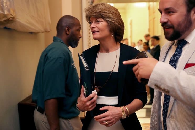 Sen. Lisa Murkowski, R-Alaska, leaves a meeting of GOP senators at the Capitol on June 22, 2017, where most had their first chance to look at legislation aimed at overhauling the Affordable Care Act. (Photo: Chip Somodevilla/Getty Images)