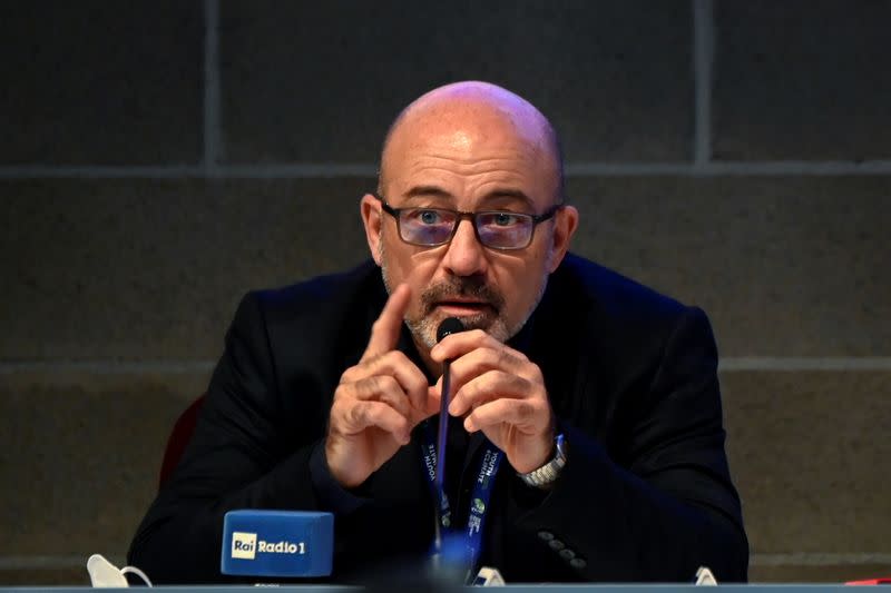 FILE PHOTO: Italy's Ecological Transition Minister Roberto Cingolani speaks at a climate conference in Milan