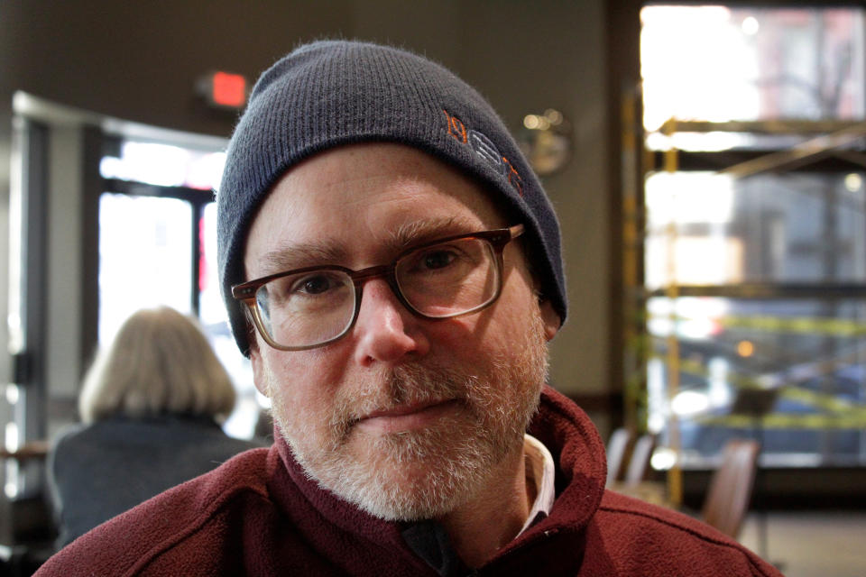 This February 2020, photo shows Steven DuBois in Portland, Ore. DuBois, an Associated Press reporter who spent two decades sharing Oregon's biggest news and quirkiest neuroticisms with readers worldwide, died Tuesday, Oct. 12, 2021, after a three-year battle with cancer. He was 53. (AP Photo/Gillian Flaccus)