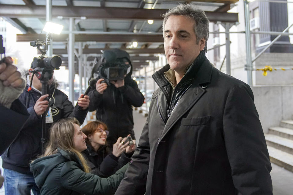 Michael Cohen leaves a lower Manhattan building after meeting with prosecutors, Friday, March 10, 2023, in New York. (AP Photo/Mary Altaffer)