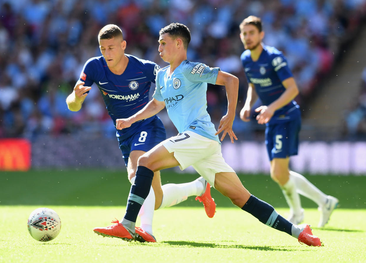 Phil Foden during the FA Community Shield between Manchester City and Chelsea at Wembley Stadium on August 5, 2018 in London, England.