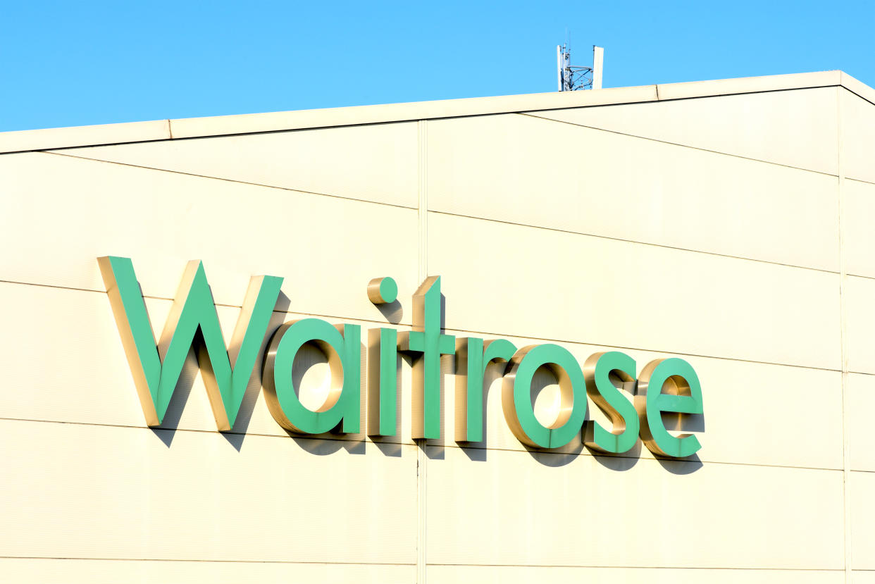 LONDON,ENGLAND - June 2023: Waitrose store sign External Store Sign London, England. (Photo by Peter Dazeley/Getty Images)