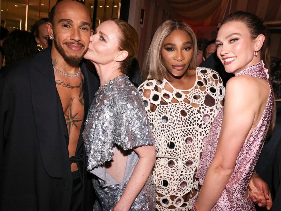 Lewis Hamilton, Stella McCartney, Serena Williams and Karlie Kloss at Stella McCartney’s after party (Matteo Prandoni/BFA.com)