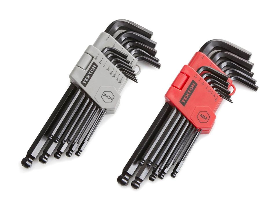 long arm ball hex key wrench set red gray