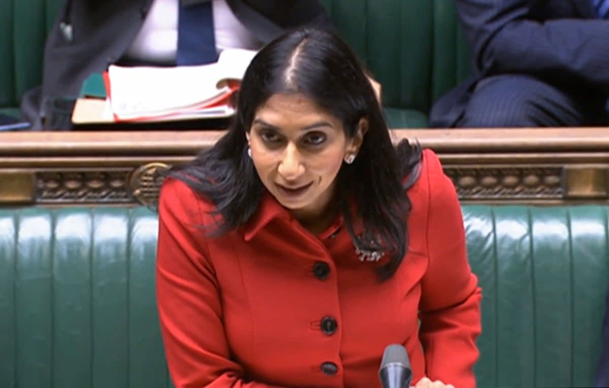 Suella Braverman defended the government’s response in parliament on Monday (PRU/AFP via Getty Images)