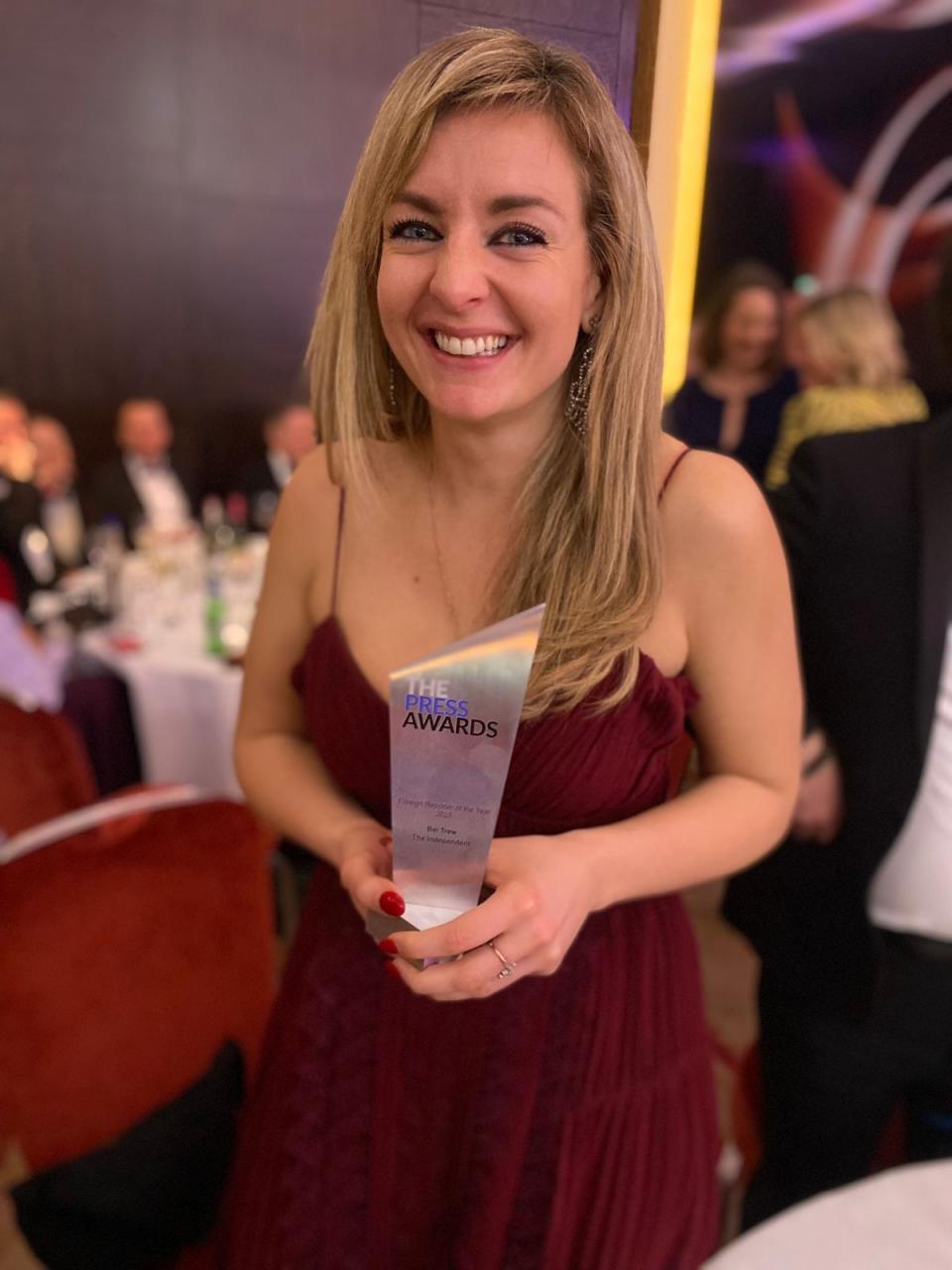 The Independent’s international correspondent, Bel Trew, wins Foreign Reporter of the Year at The Press Awards (The Independent)