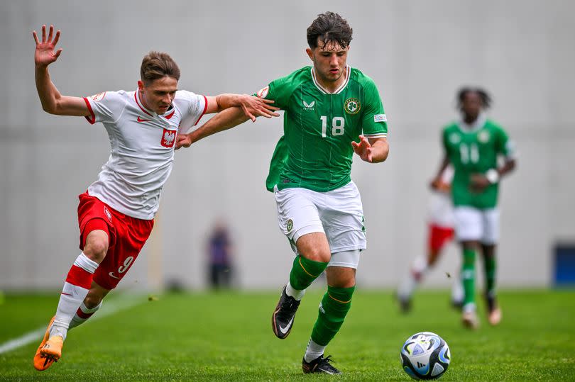 Stan Ashbee in action for the Republic of Ireland Under-17s against Poland