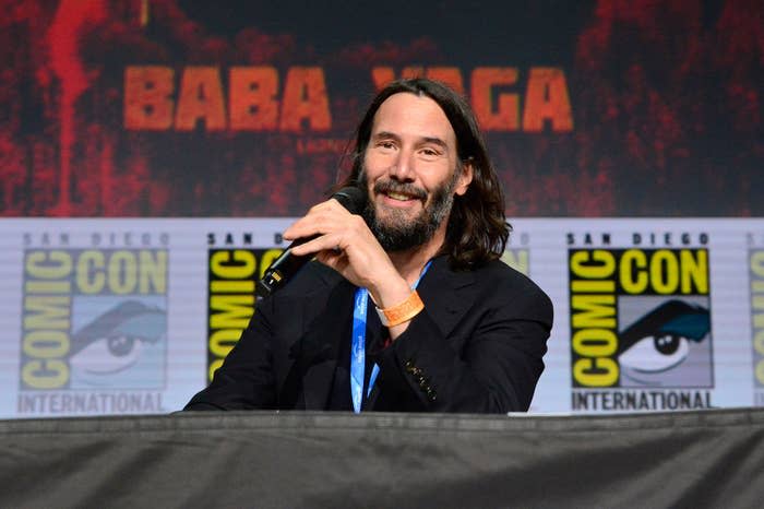 Keanu Reeves speaks onstage during "Collider": Directors on Directing Panel at Comic-Con