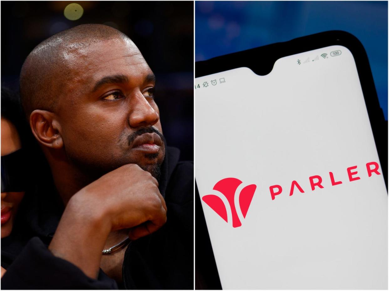 Kanye West and Parler app.