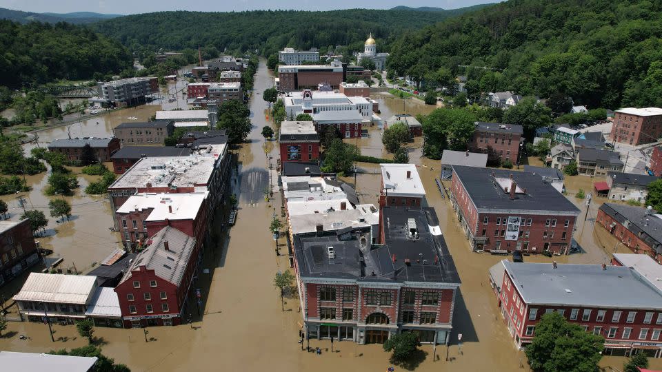 Streets are seen  flooded by recent rainstorms in Montpelier, Vermont. - Brian Snyder/Reuters