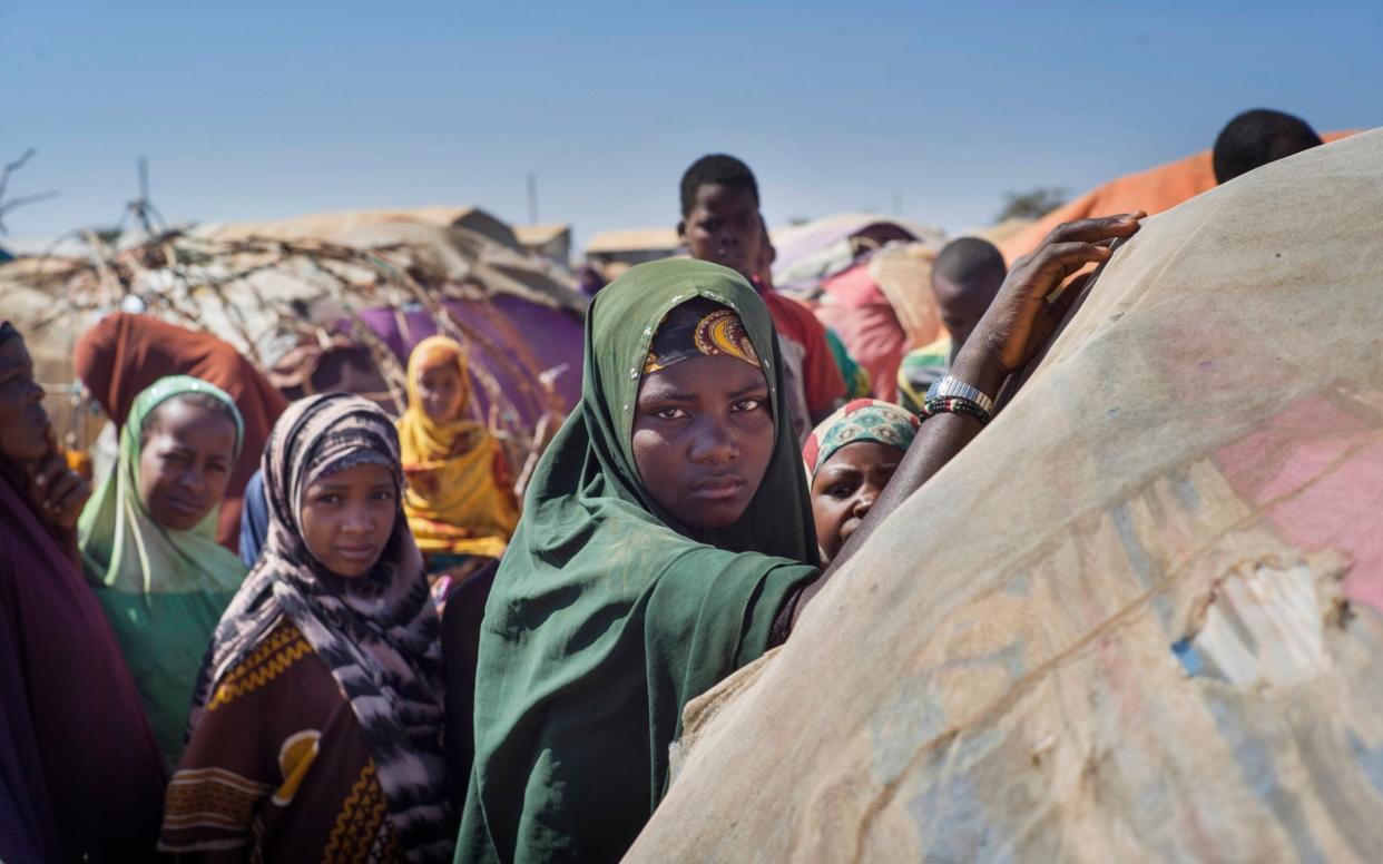The spawling internally displaced people (IDP) camp that has grown up around Baidoa in Central Somalia. The camp now numbers over 250,000 individuals and receives very limited support as it is difficult for international organizations to work effectively because of the threat from Al Shabab. Photo taken in January 2018.  - David Rose /The Telegraph