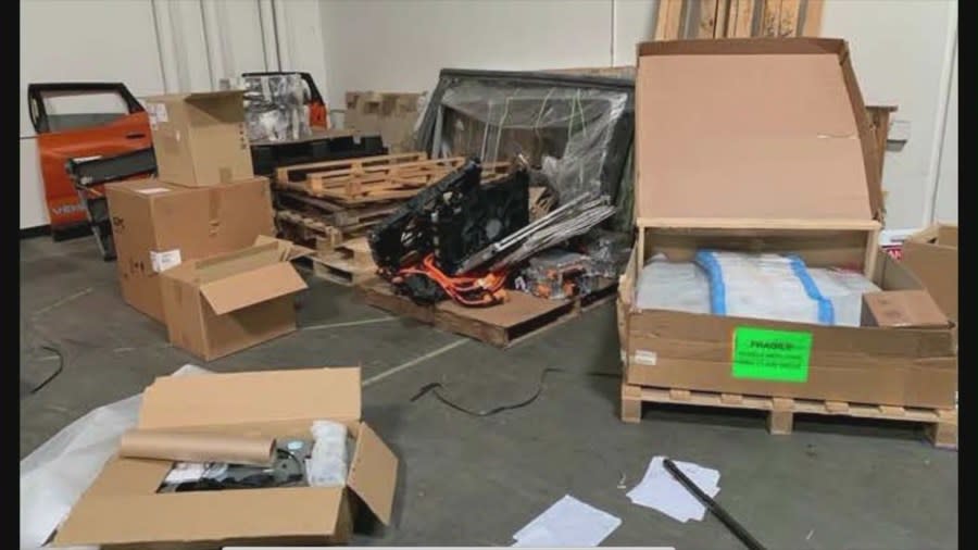 Abandoned auto parts, office equipment, trash and possible hazardous materials were left abandoned in Fisker Automotive's former Orange County headquarters. (The United States Bankruptcy Court For The District Of Delaware)