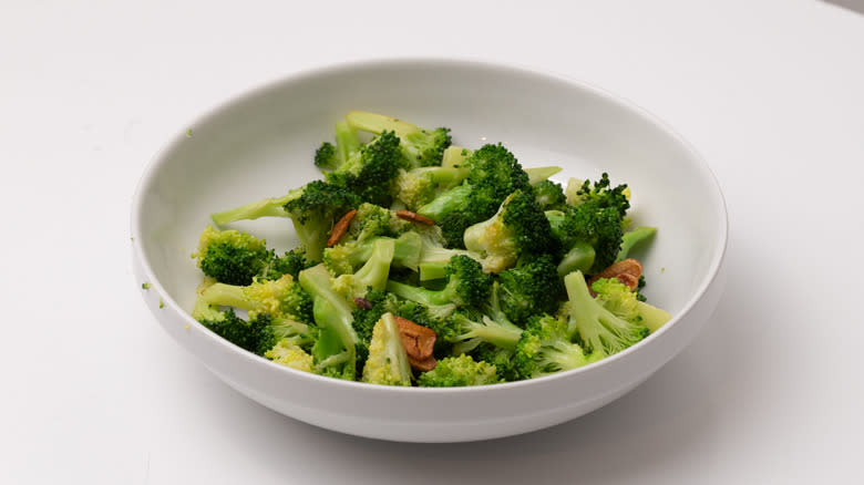 stir-fried broccoli in bowl