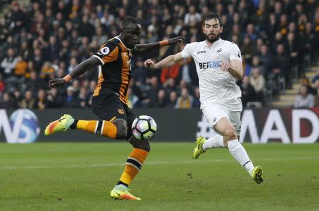 Hull City v Swansea City - Premier League - The Kingston Communications Stadium - 11/3/17 Hull City's Oumar Niasse scores their second goal Action Images via Reuters / Ed Sykes Livepic