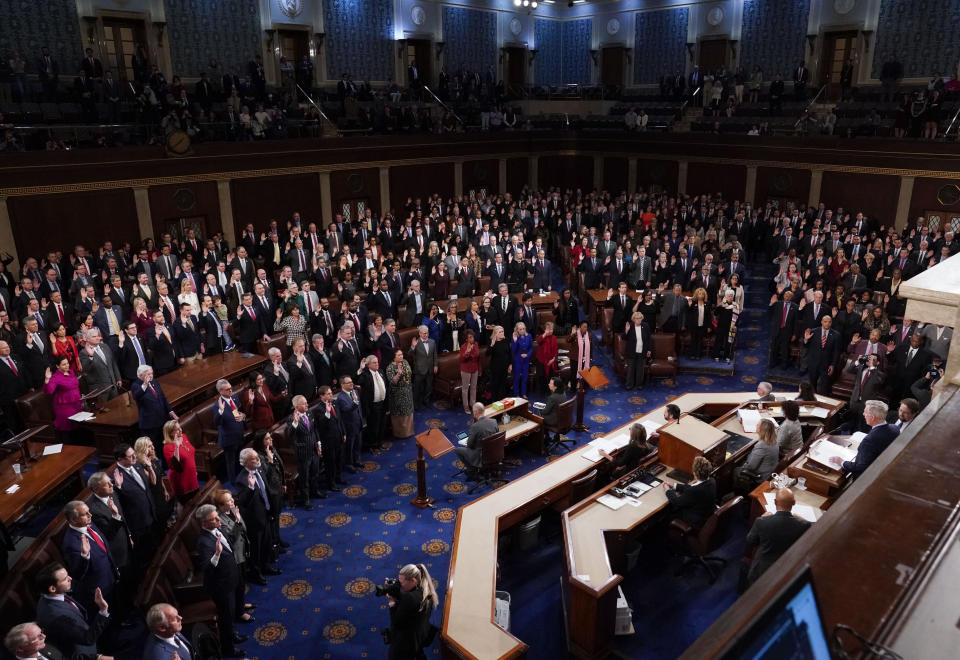 Members of the 118th Congress are sworn in by Speaker of the House Kevin McCarthy.