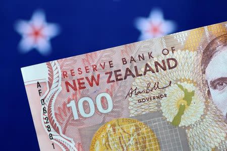 FILE PHOTO: A New Zealand Dollar note is seen in this picture illustration June 2, 2017. REUTERS/Thomas White/Illustration/File Photo