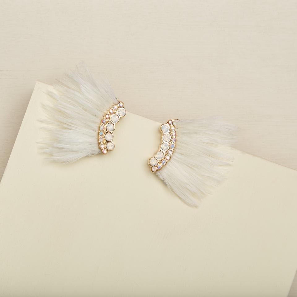 Lux Feather Mini Madeline Earring in White