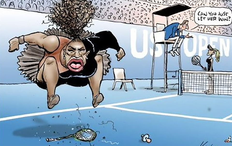 Mark Knight’s cartoon depiction of Serena Williams in the Herald Sun. Pic: Mark Knight